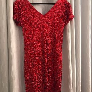 Red sparkle party dress